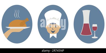Food and Drink and Funny Cook Icon or design element Vector illustration Isolated on white background Stock Vector