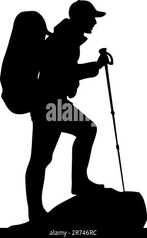 Hiking man silhouette design vector Stock Vector