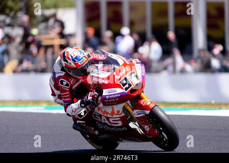 PHILLIP ISLAND, AUSTRALIA - OCTOBER 16: Jake Dixon of United Kingdom on the Aspar Team Gasgas during the Moto2 race at The 2022 Australian MotoGP at The Phillip Island Circuit on October 16, 2022 in Phillip Island, Australia. Stock Photo