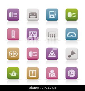 Car Dashboard - realistic vector icons set Stock Vector