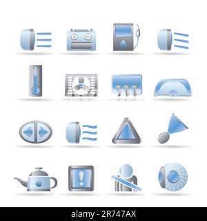 Car Dashboard - realistic vector icons set Stock Vector