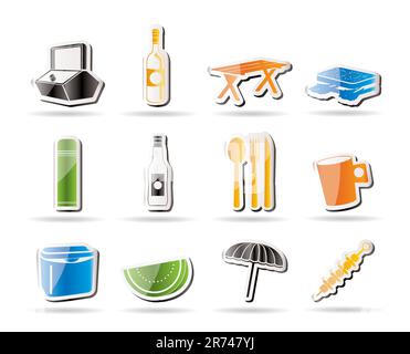 Simple Picnic and holiday icons - vector icon set Stock Vector Image ...