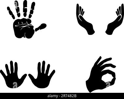 Hand black icon set vector illustration Stock Vector