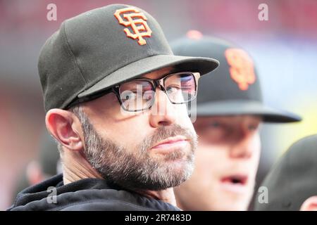 St. Louis, United States. 12th June, 2023. San Francisco Giants Manager Gabe Kapler looks around during a game against the St. Louis Cardinals at Busch Stadium in St. Louis on Monday, June 12, 2023. Photo by Bill Greenblatt/UPI Credit: UPI/Alamy Live News Stock Photo