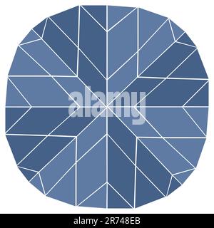 Mosaic snowflake Abstract pattern Blue monochrome vector illustration. Isolated on white background Isolated on white background Stock Vector