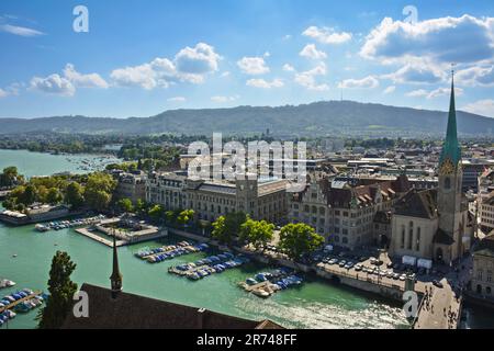 View of Zurich City from the Grossmunster - Switzerland Stock Photo