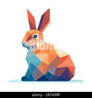 Beautiful image of a rabbit. Cute polygonal rabbit isolated. Hare in triangular style. Vector illustration Stock Vector
