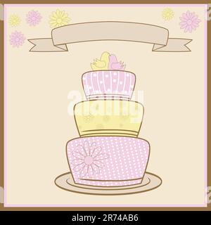 Tiered Wedding Cake With Love. Vector Illustration Stock Vector Image ...