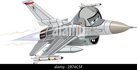 Vector Cartoon fighter plane. Available EPS-10 vector format separated by groups and layers for easy edit Stock Vector