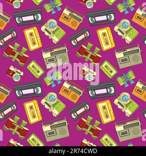fully editable vector illustration seamless vintage objects Stock Vector