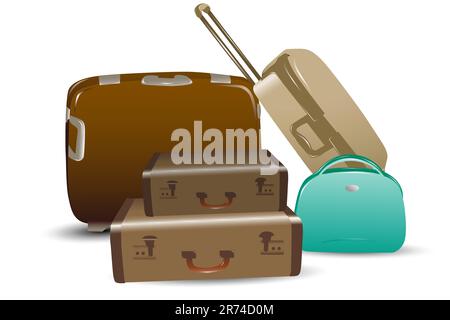 illustration of luggage on white background Stock Vector