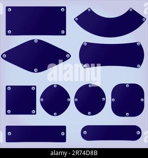 vector metal plates set, grouped objects, fully editable Stock Vector