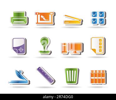 Print industry Icons - Vector icon set Stock Vector