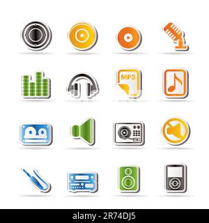 Simple Music and sound Icons Vector Icon Set Stock Vector