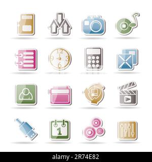 phone performance, internet and office icons - vector icon set Stock Vector