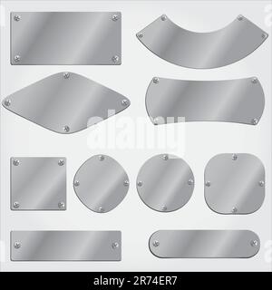 vector metal plates set, grouped objects, fully editable Stock Vector