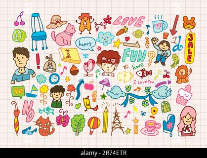 hand draw cute cartoon element,vector illustration Stock Vector