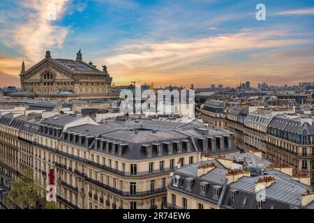 Paris France, high angle view city skyline at Opera House (Palais Garnier) Stock Photo