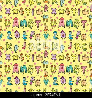 cute letters seamless pattern Stock Vector