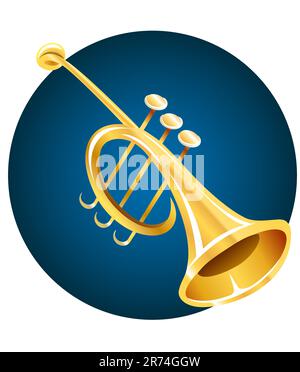 Trumpet music instrument in circle - vector illustration Stock Vector