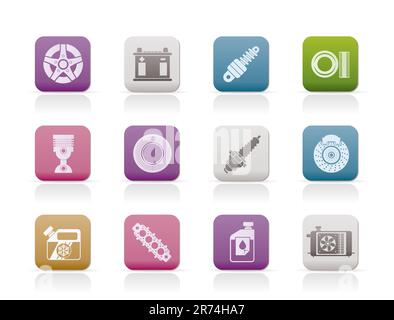 Car Parts and Services icons - Vector Icon Set 5 Stock Vector