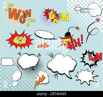 Big set of comic elements for your design Stock Vector