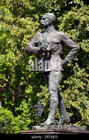 Statue in memory of Gallant Soldier Lt. Col. George Elliott Benson, Hexham, Northumberland Stock Photo