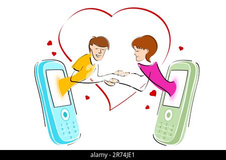 illustration of chatting on mobile on white background Stock Vector