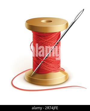 reel with thread and needle vector illustration isolated on white background Stock Vector
