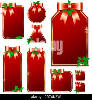 set of red tags, this illustration may be useful as designer work Stock Vector
