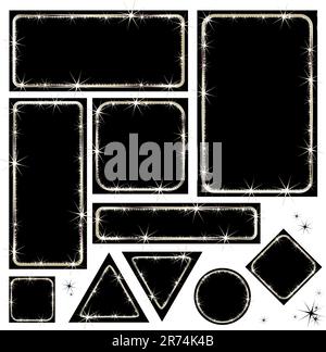 set of black tags, this illustration may be useful as designer work Stock Vector