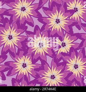 vector seamless background with violet poppies. clipping mask Stock Vector