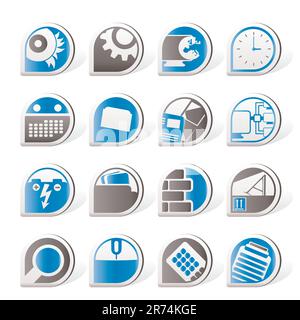 Computer, mobile phone and Internet icons -  Vector Icon Set Stock Vector