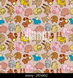 Seamless cartoon animal pattern,(vector) Stock Vector