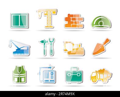 building and construction icons - vector icon set Stock Vector
