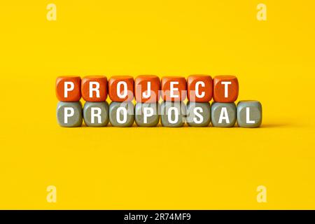 Project proposal - word concept on building blocks, text, letters Stock Photo
