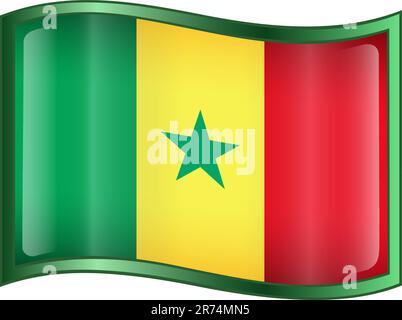 Senegal Flag icon, isolated on white background. Stock Vector