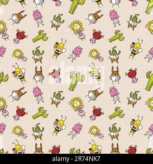 cute cartoon seamless pattern,vector illustration Stock Vector