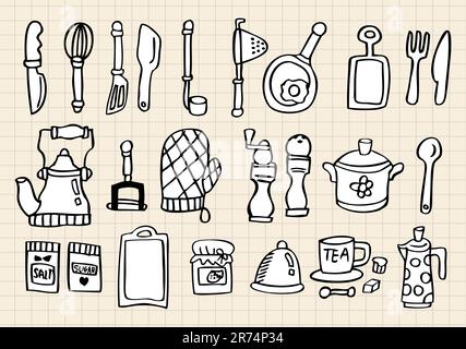 Kitchen element,hand draw Stock Vector