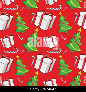fully editable vector illustration seamless pattern with christmas items Stock Vector