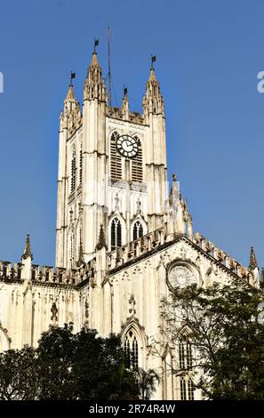 The Tall and Iconic St. Paul's Cathedral, Kolkata, West Bengal, India Stock Photo