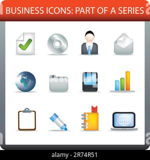 modern business icon set of illustrations in colour Stock Vector