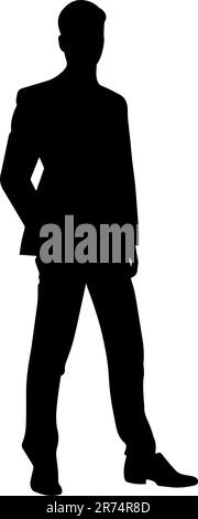 Man in suit silhouette isolated on white background. Vector illustration Stock Vector