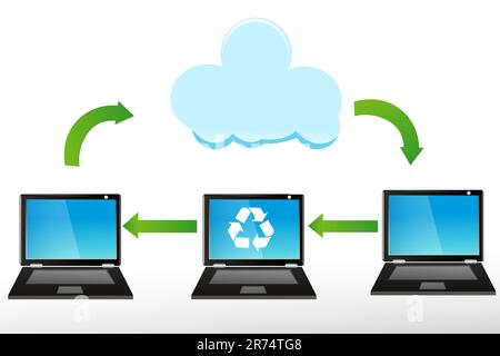 illustration of recycle laptops on white background Stock Vector