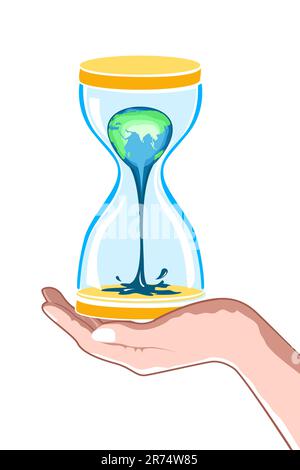 illustration of hour watch in hand on white background Stock Vector