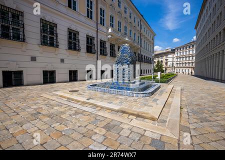 Lapis Lazuli Brunnen fountain in Ballhausplatz, Vienna, Austria Stock Photo