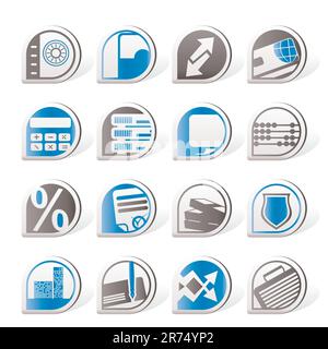 Simple bank, business, finance and office icons - vector icon set Stock Vector