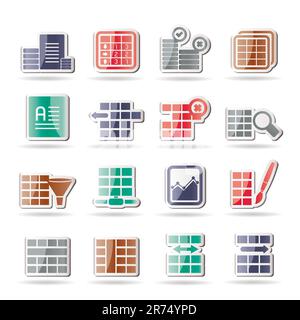 Database and Table Formatting Icons - Vector Icon Set Stock Vector