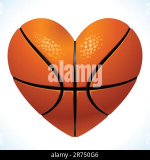 Ball for basketball in the shape of heart Stock Vector
