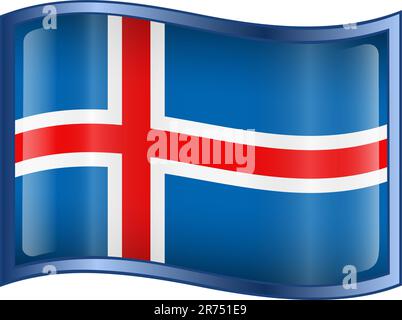 Iceland Flag icon, isolated on white background. Stock Vector